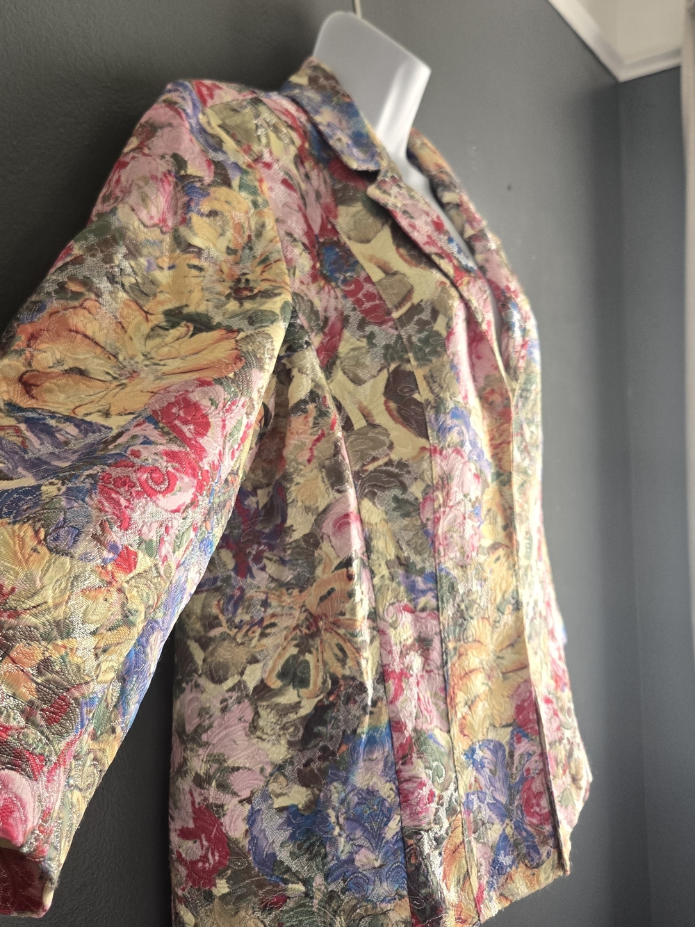 Chico's 3 Floral Watercolor Maximalist Cottagecore Artsy Brocade Jacket XL - Picture 4 of 8